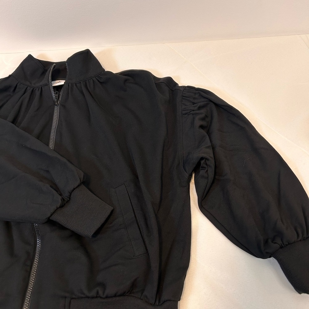 CAbi Black High-Collar Balloon Puff Sleeve Full Zip Jacket Women’s Size Small - Picture 4 of 9